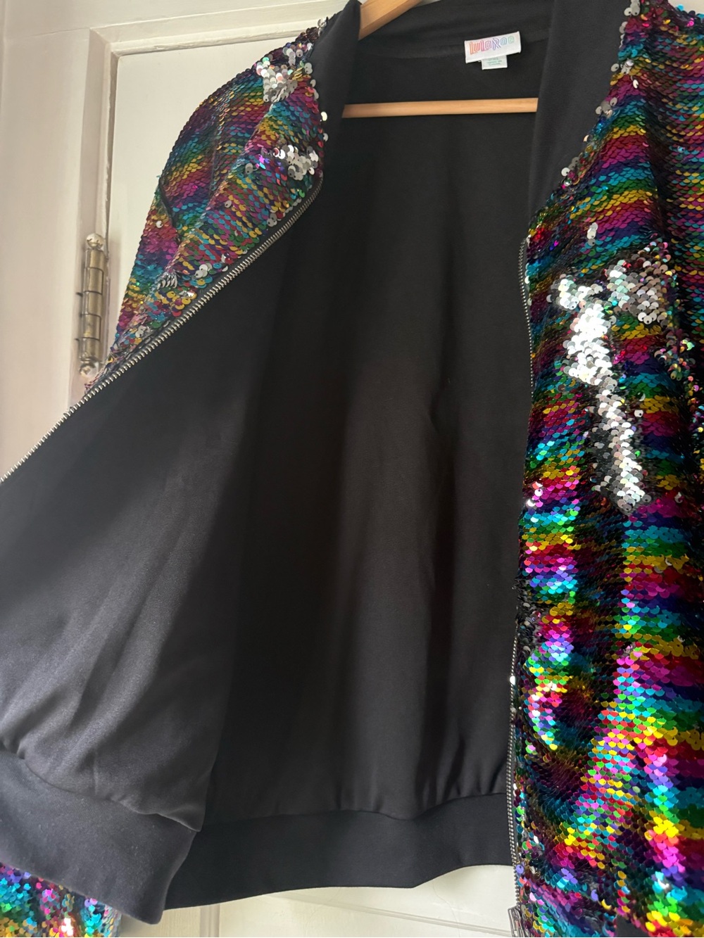 ✨ Multicolor Sequin Bomber Jacket Stevie Y2K Pride Concert Rave Women’s Size XXL - Picture 13 of 15